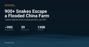 Infographic: about 900 snakes including cobras escaped a flooded snake farm in Guangxi, China, as Typhoon Maysak floods killed 39 and forced 130,000 evacuations